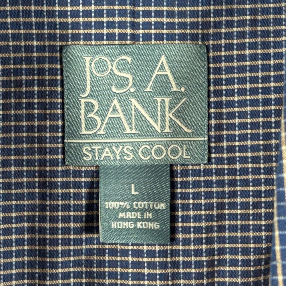 Jos A Bank Shirt Mens Large Stays Cool Seersucker Button Down Short Sleeve Blue - Picture 2 of 7